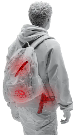 Person carrying concealed weapons detected by AI security scanning system
